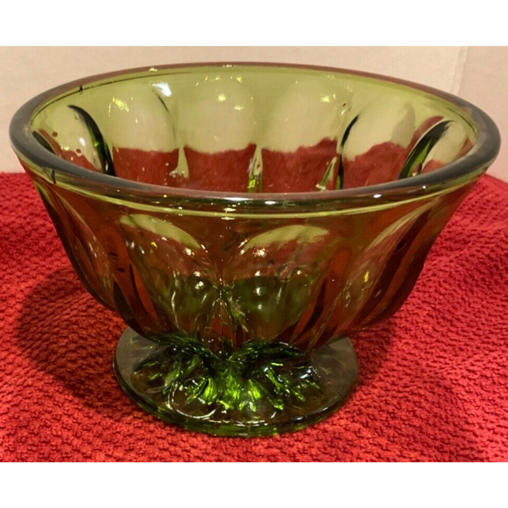Vintage Fairfield Footed Glass Candy Bowl‎ in Emerald Green Retro Countrycore
